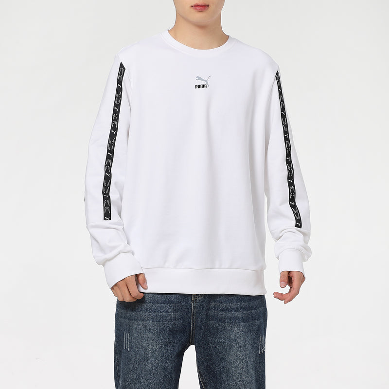 PUMA Elevate Crew Neck Long Sleeve Sweater 'White Black' 531072-02