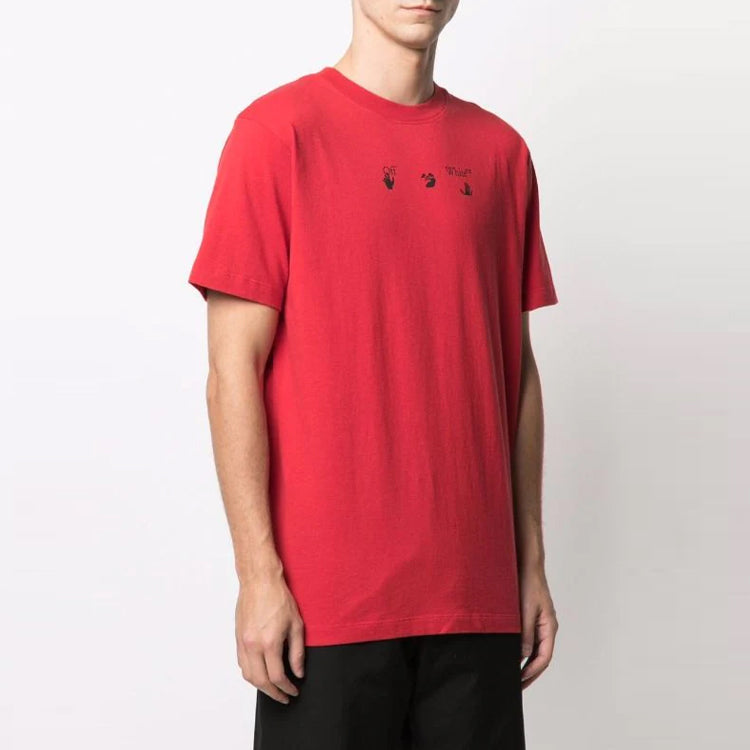 Off-White SS21 Marker Arrows Printing Short Sleeve Red OMAA027S21JER0072525