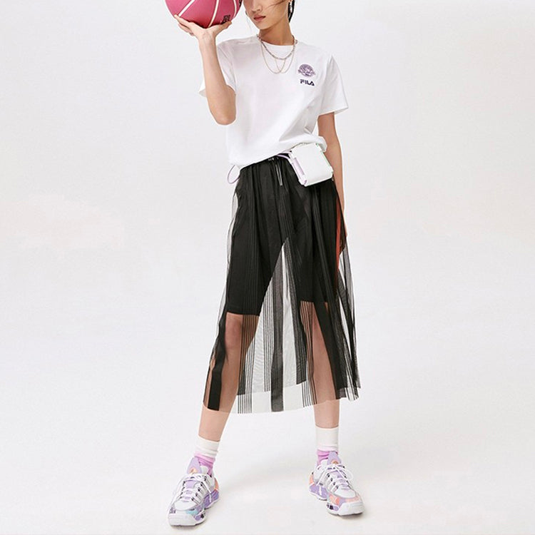 (WMNS) Fila FUSION Casual Sports Loose Knit Short Sleeve White T11W128103F-WT