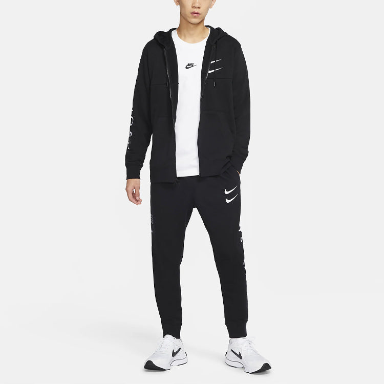 Nike Sportswear Swoosh Logo Tracksuit Bottoms Men Black CU3932-010