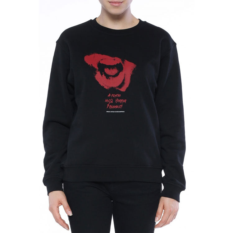 (WMNS) Alexander McQueen Round Neck Printing Long Sleeves Sweatshirt 'Black' 473704-RIJ15-1000