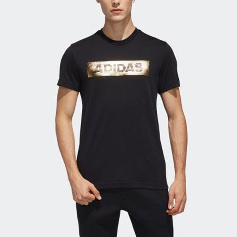 adidas Ai Gfx Ss Foil Sports Bronzing Printing Round Neck Short Sleeve Black EH3814
