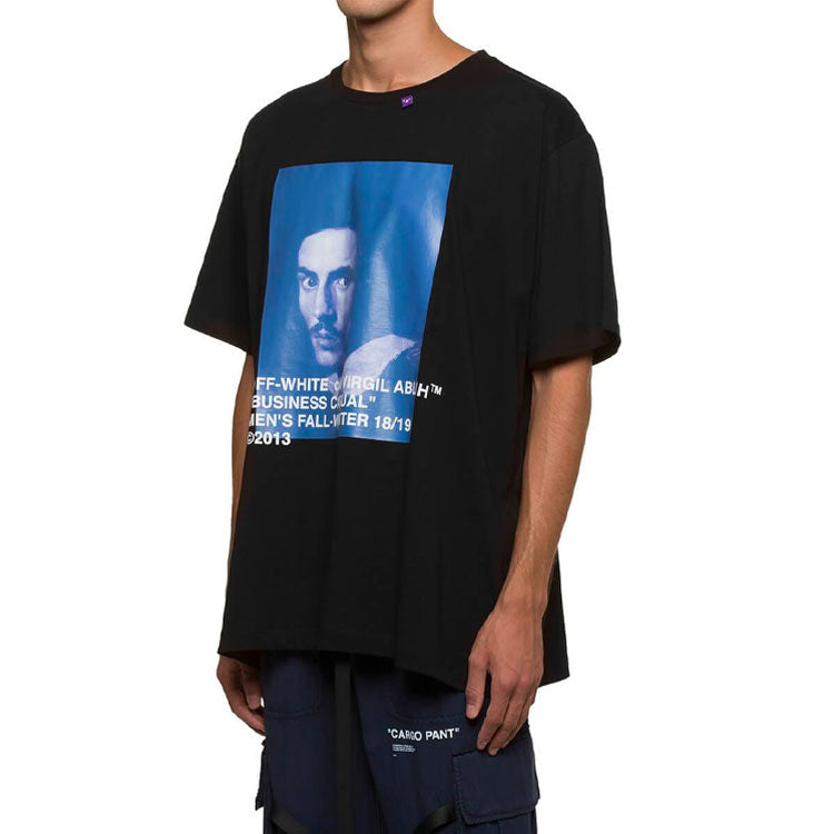 Off-White Bernini Oversize Cotton Printing Short Sleeve Loose Fit Black OMAA038F181850111030