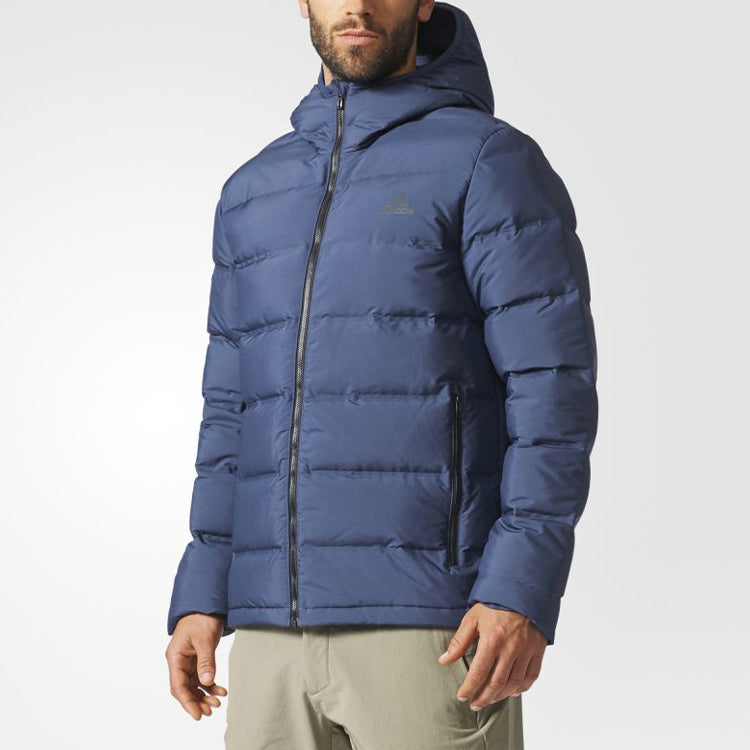 adidas Casual Outdoor Sports hooded down Jacket Blue BQ1998