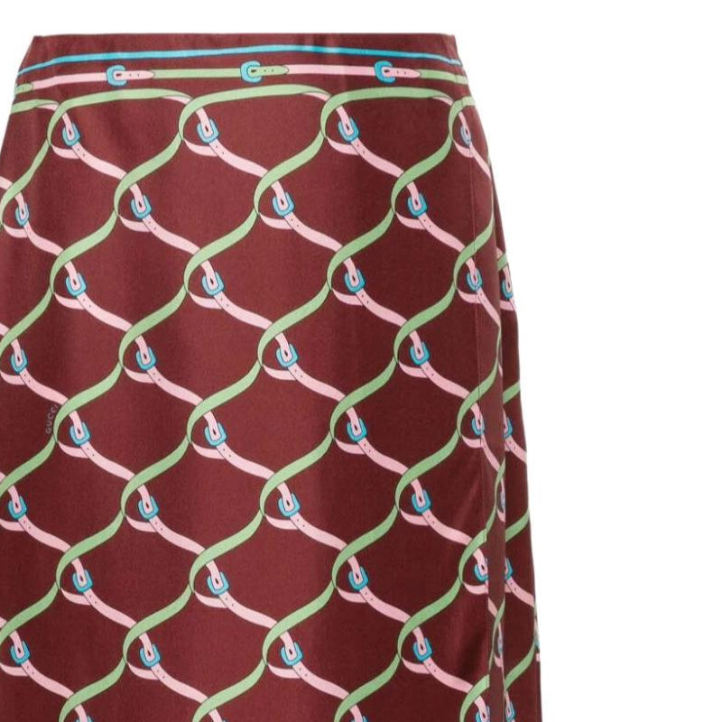 (WMNS) Gucci Criss-Cross Buckle Print Silk Skirt 'Multi-Color' 761378-ZAPCR-2064