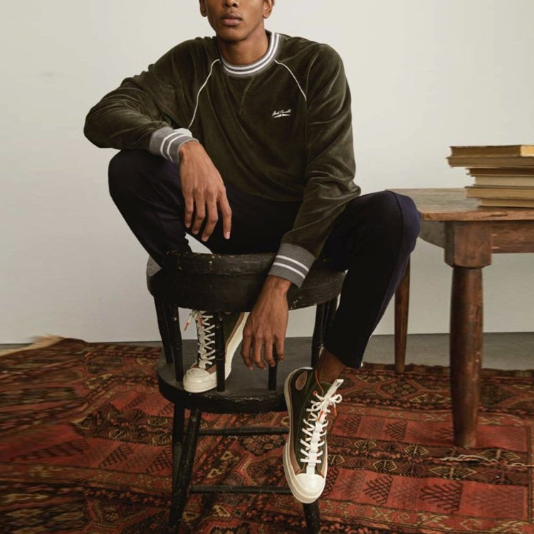 Converse x Todd Snyder Series Velour Po Crew Stripe Round Neck Pullover Couple Style 10023346-301