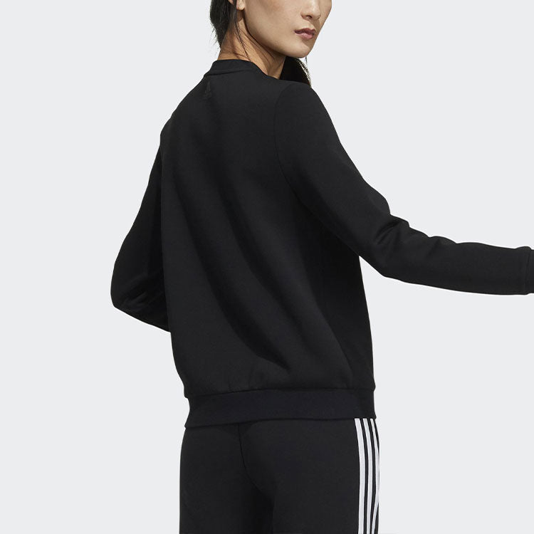 (WMNS) adidas Printing Logo Round-neck Swea Black GP0704
