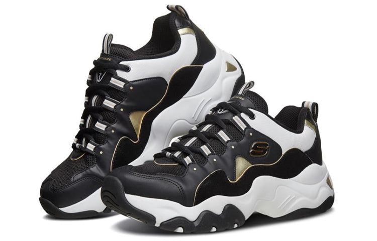 Skechers D'lites 3.0 Running Shoes White/Black/Gold 999285-BKGD