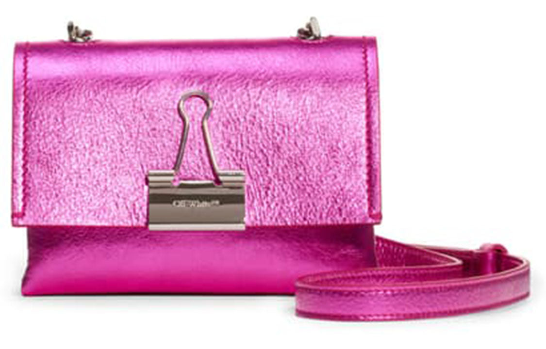 (WMNS) Off-White Binder Clip Metallic Pink Shoulder Bag OWNA121S20LEA0023200