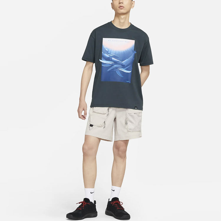 Nike ACG Wyland Funny Printing Sports Loose Round Neck Short Sleeve Black Gray Blackgray DC5359-070