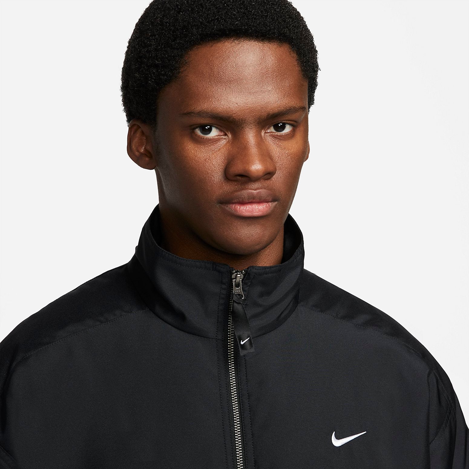 Nike Lab Solo Swoosh Satin Bomber Jacket 'Black Kumquat' DN1266-010