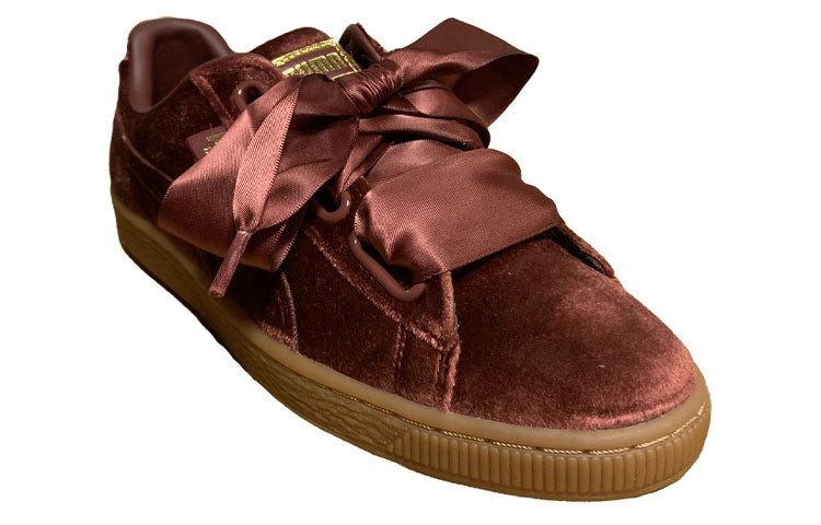 (WMNS) PUMA Basket Heart Velvet Shoes Red/Brown 367274-02