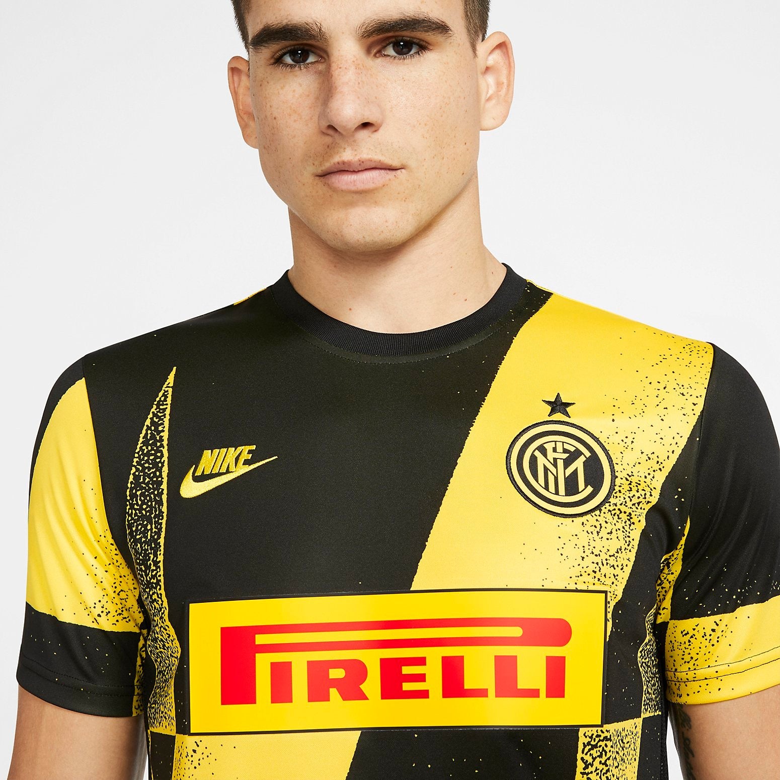 Nike Inter Milan Men's Short-Sleeve Soccer Top 'Black Yellow' CI6512-719