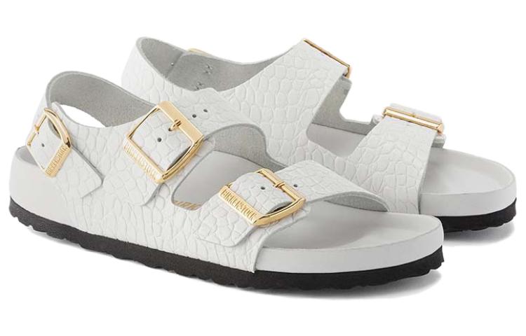 (WMNS) Birkenstock Milano Embossed Leather Narrow Fit Sandals 'Emboss white' 1024235