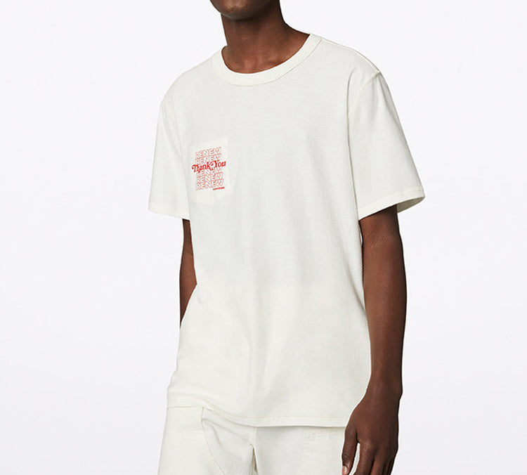 Men's Converse Renew reversible Printing Short Sleeve Creamy White 10019650-281