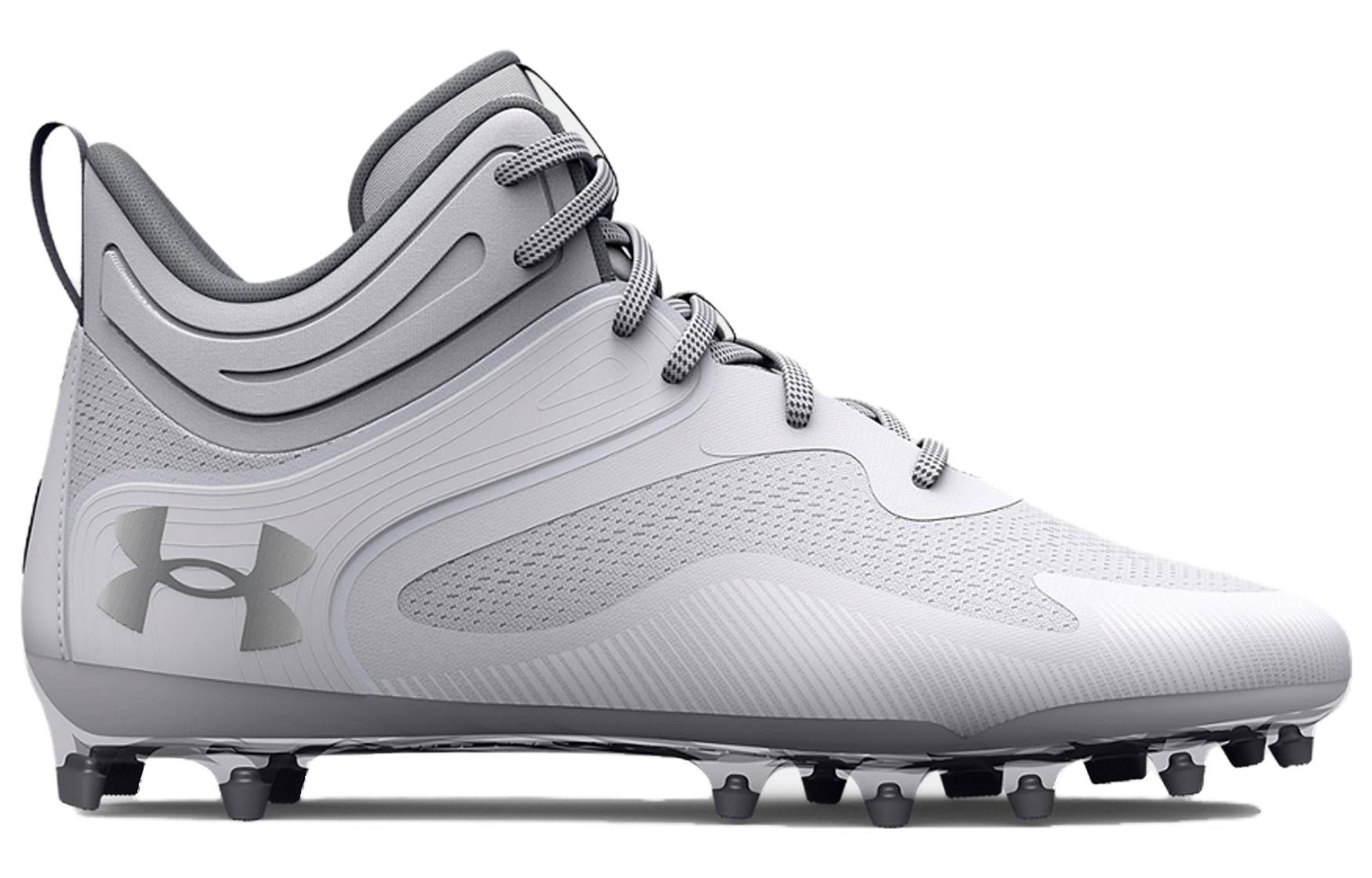 Under Armour HOVR Fade 2 Command MC Mid Lacrosse Cleats 'White Grey' 3026970-102