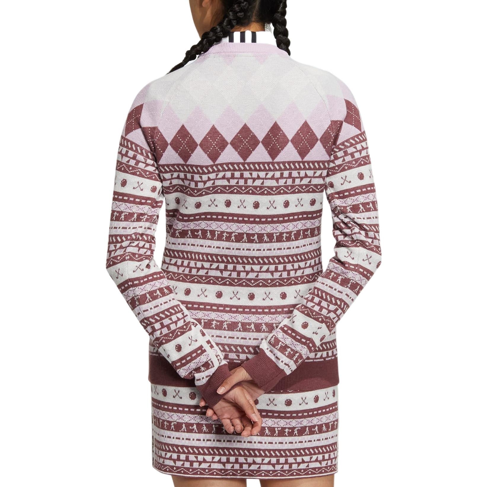 (WMNS) adidas Graphic Long Sleeve Pullover Sweater Asia Sizing 'Burgundy White' HG8213