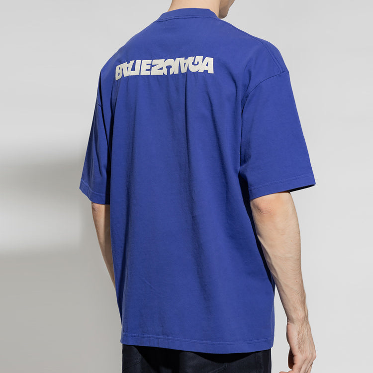Balenciaga Logo T-Shirt Medium Fit 'Indigo' 612966TLVB34388