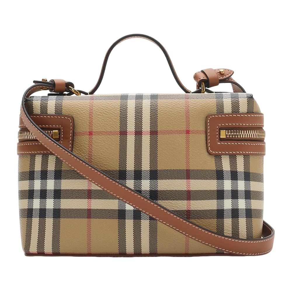 (WMNS) Burberry Check Vanity Bag 'Archive Beige Briar Brown' 81205251