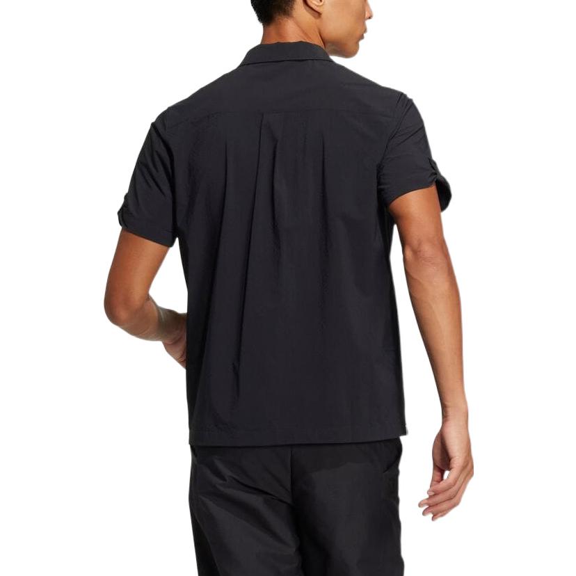 adidas Solid Color Casual Short Sleeve Shirt Black H64634