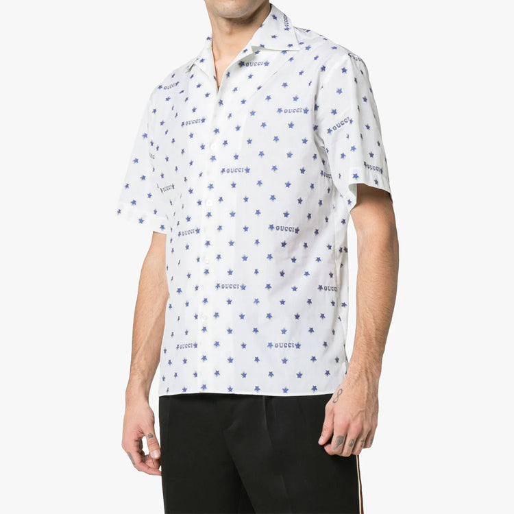 Gucci Star Logo Short Sleeve Button Up Shirt 'White' 546192-ZAADT-9002