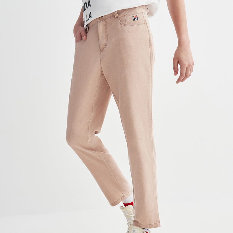 FILA Embroidered Logo Woven Casual Pants White Pink F11M038816F-PK