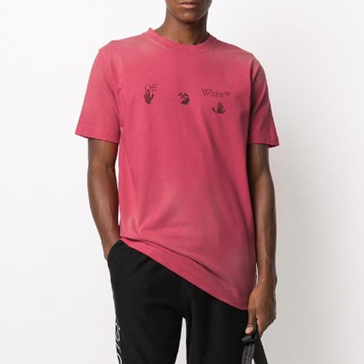 Off-White Logo Short Sleeve Red T-Shirt OMAA027F20FAB0012510