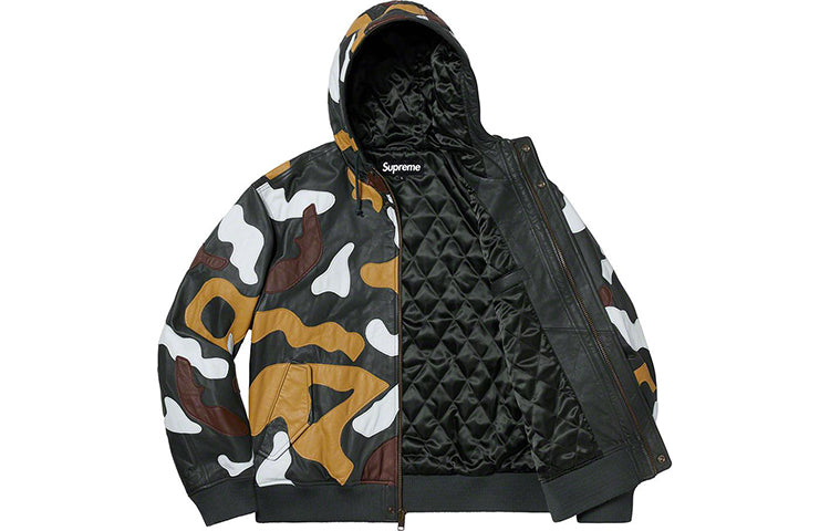 Supreme FW19 Week 12 Camo Leather Hooded Jacket 'Green' SUP-FW19-1025
