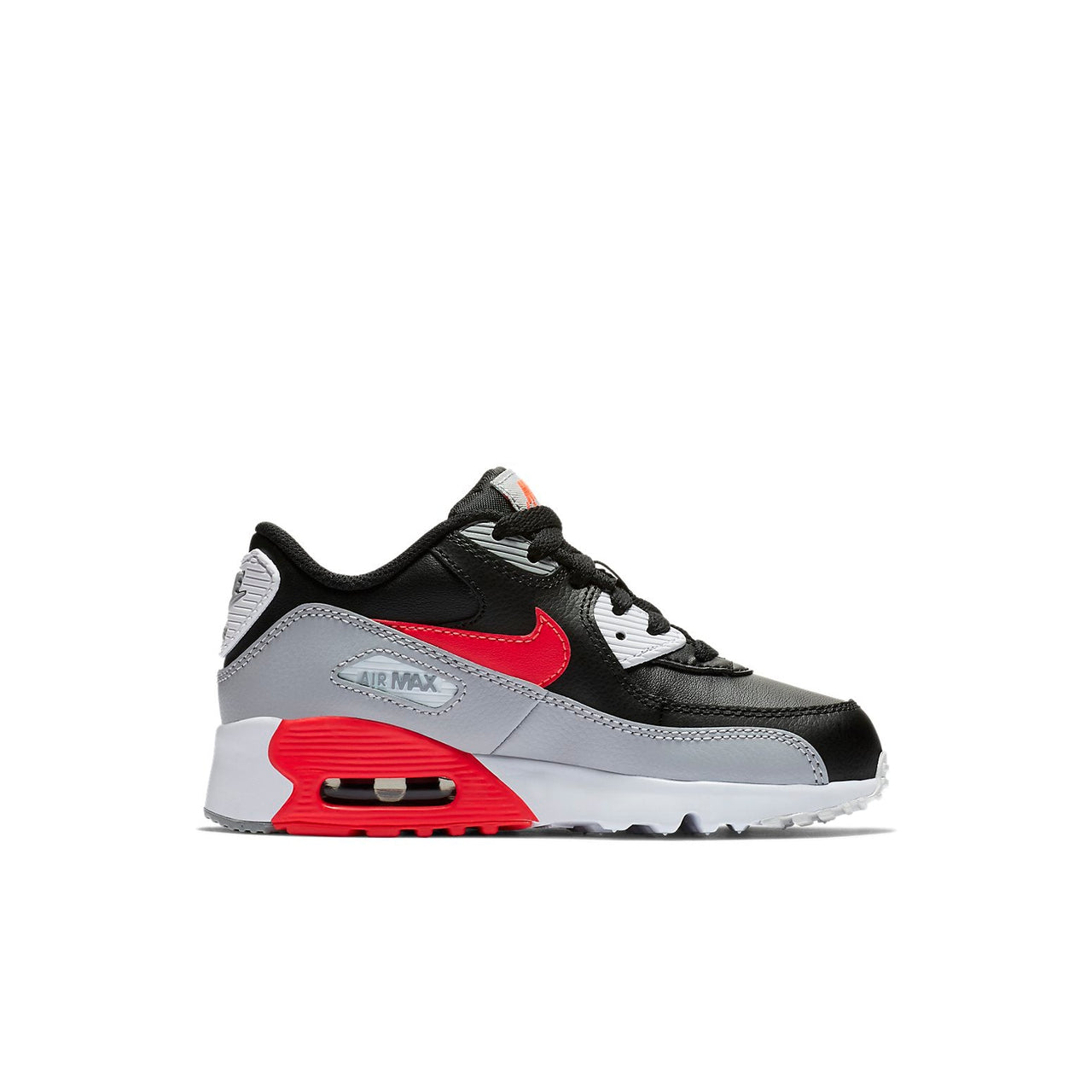 (PS) Nike Air Max 90 LTR Leather Low-Top Black/Grey/Red 833414-024