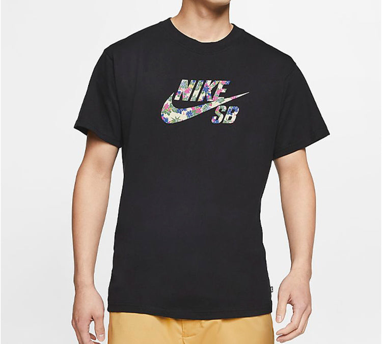 Nike SB Flowers Logo Skateboard Short Sleeve Black CU0311-010