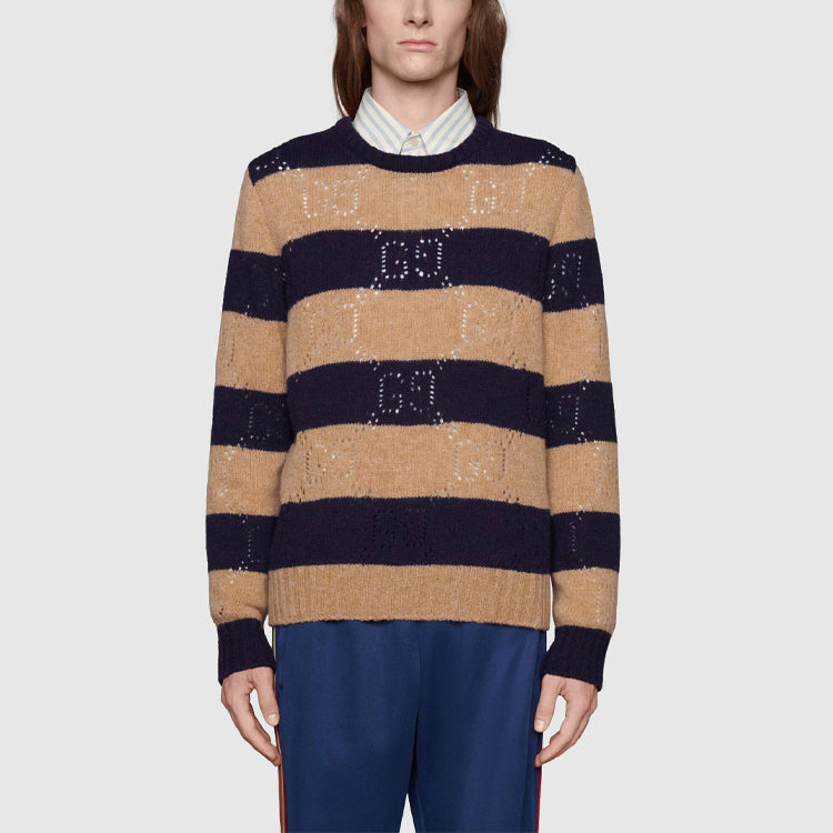 Gucci GG Knit Striped Wool Sweater 'Camel' 645293-XKBPH-2420