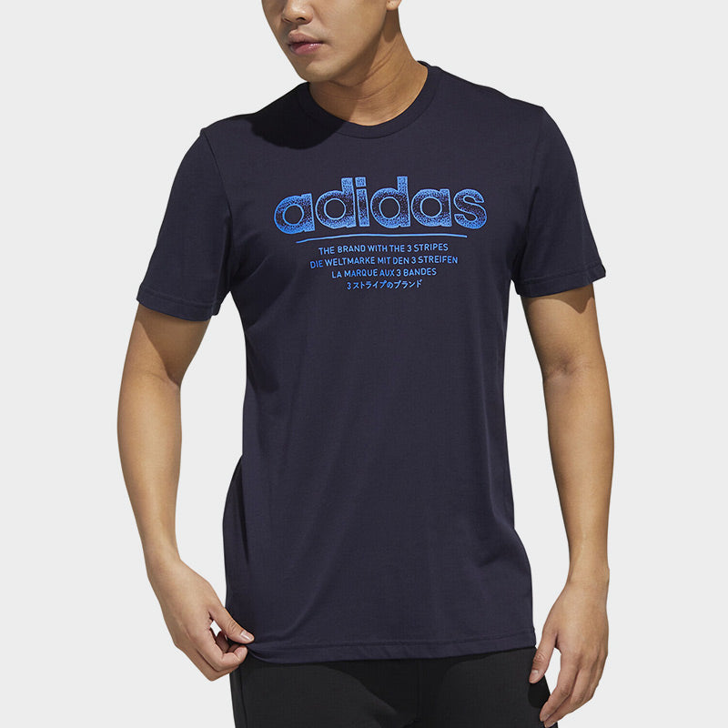 adidas M Sprnkl Logo T logo Printing Round Neck Breathable Short Sleeve Blue FM6245