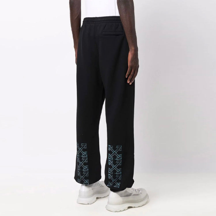 Men's Off-White FW21 Logo Sports Pants/Trousers/Joggers Black OMCH029F21FLE0061084
