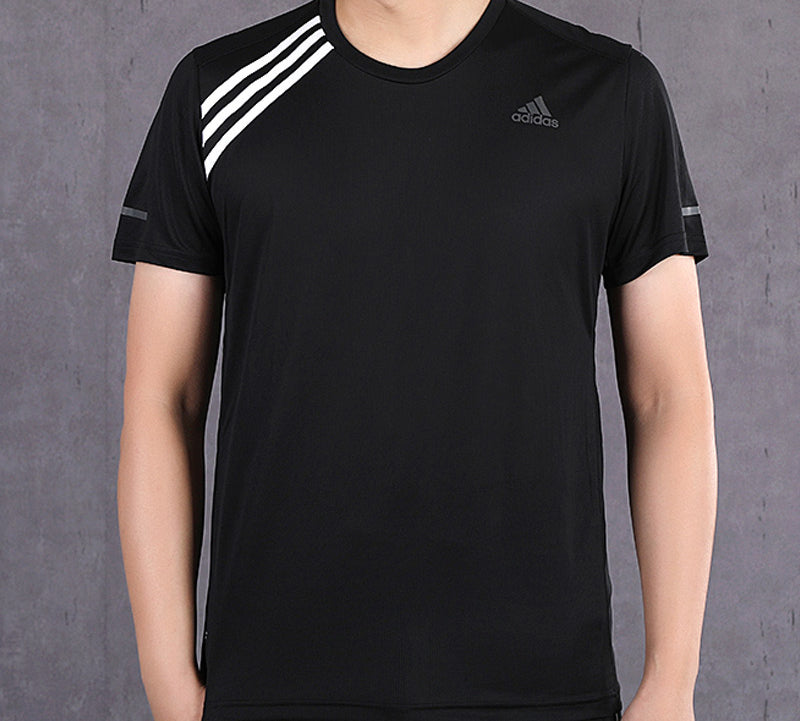 adidas Plaid RunningTrainingShort-sleeveTee Men Black ED9294