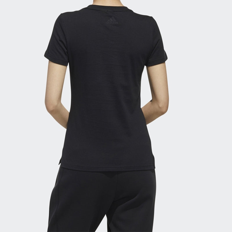 (WMNS) adidas Brand Large logo Printing Solid Color Short Sleeve Black FM9294