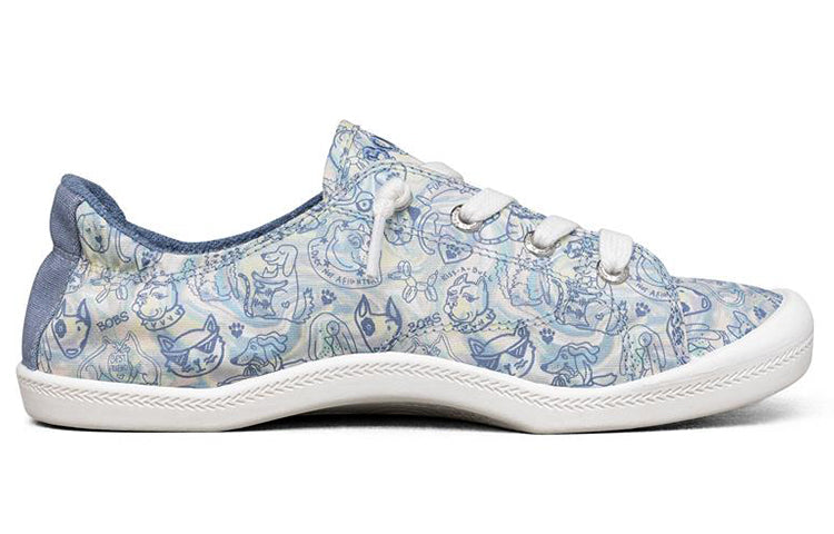 (WMNS) Skechers Beach Bingo Low-Top Canvas Shoe Blue/White 113581-MLT