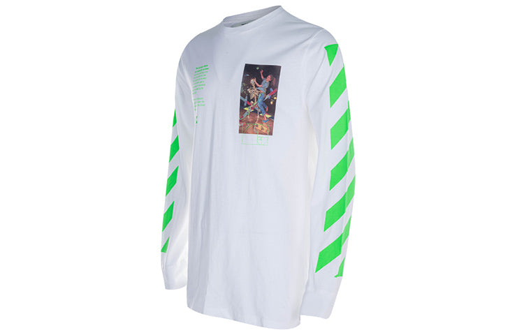 Off-White Printing Cotton Round Neck Long Sleeves Ordinary Version White OMAB001R201850140188