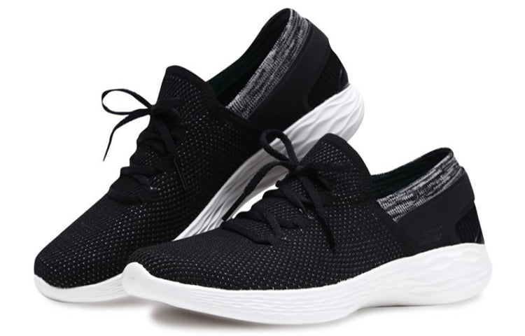 (WMNS) Skechers You Running Shoes Black/White 14960-BKW