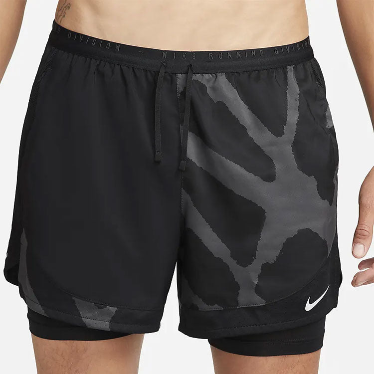 Men's Nike Printing Pattern Drawstring Lacing Loose Shorts Black DQ4762-010