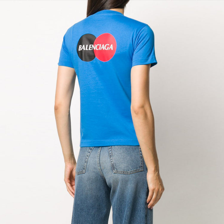 Balenciaga Alphabet Logo Casual Short Sleeve Blue 612964TIV797601