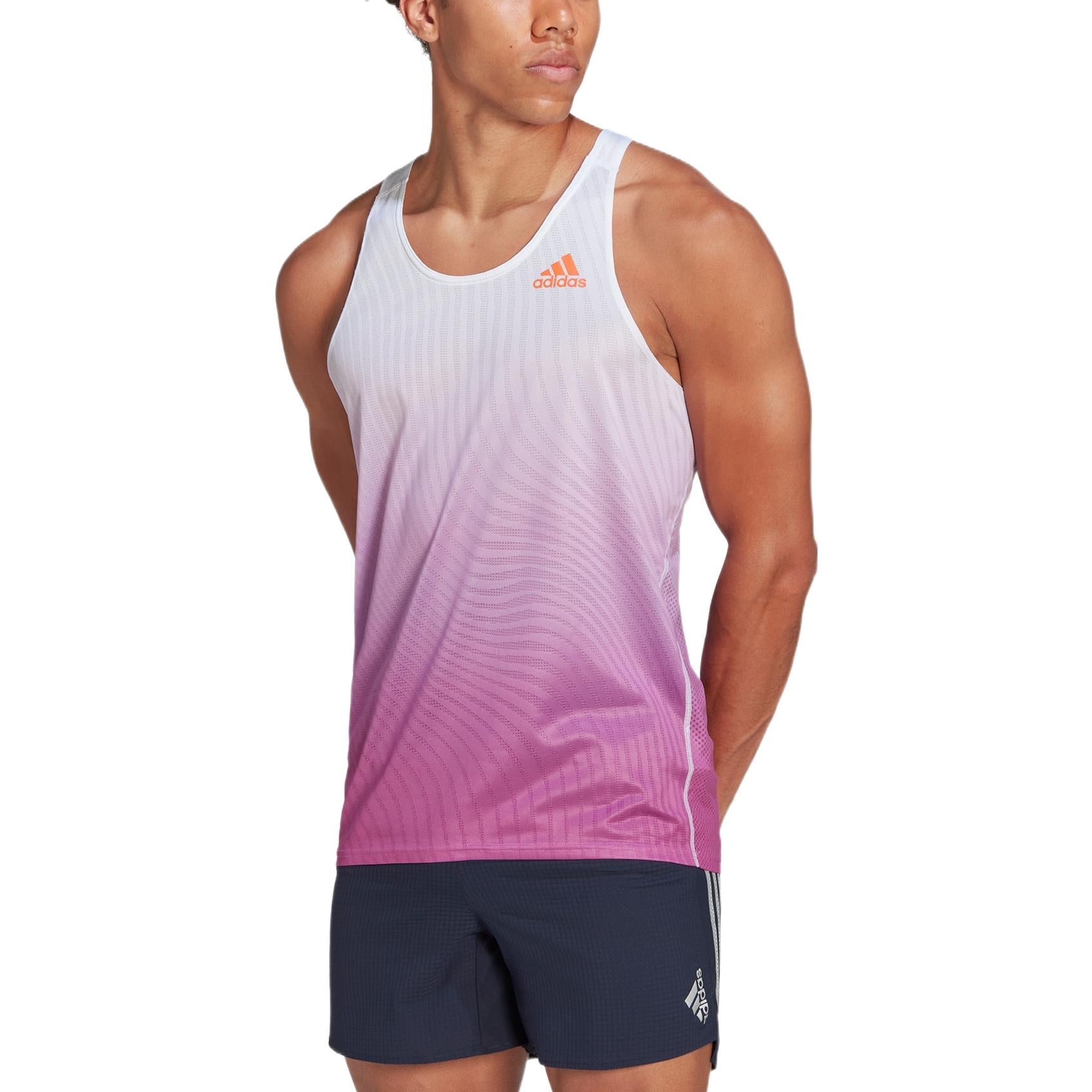Men's adidas Logo Reflective Logo Round Neck Running Sports Purple Vest HK9512