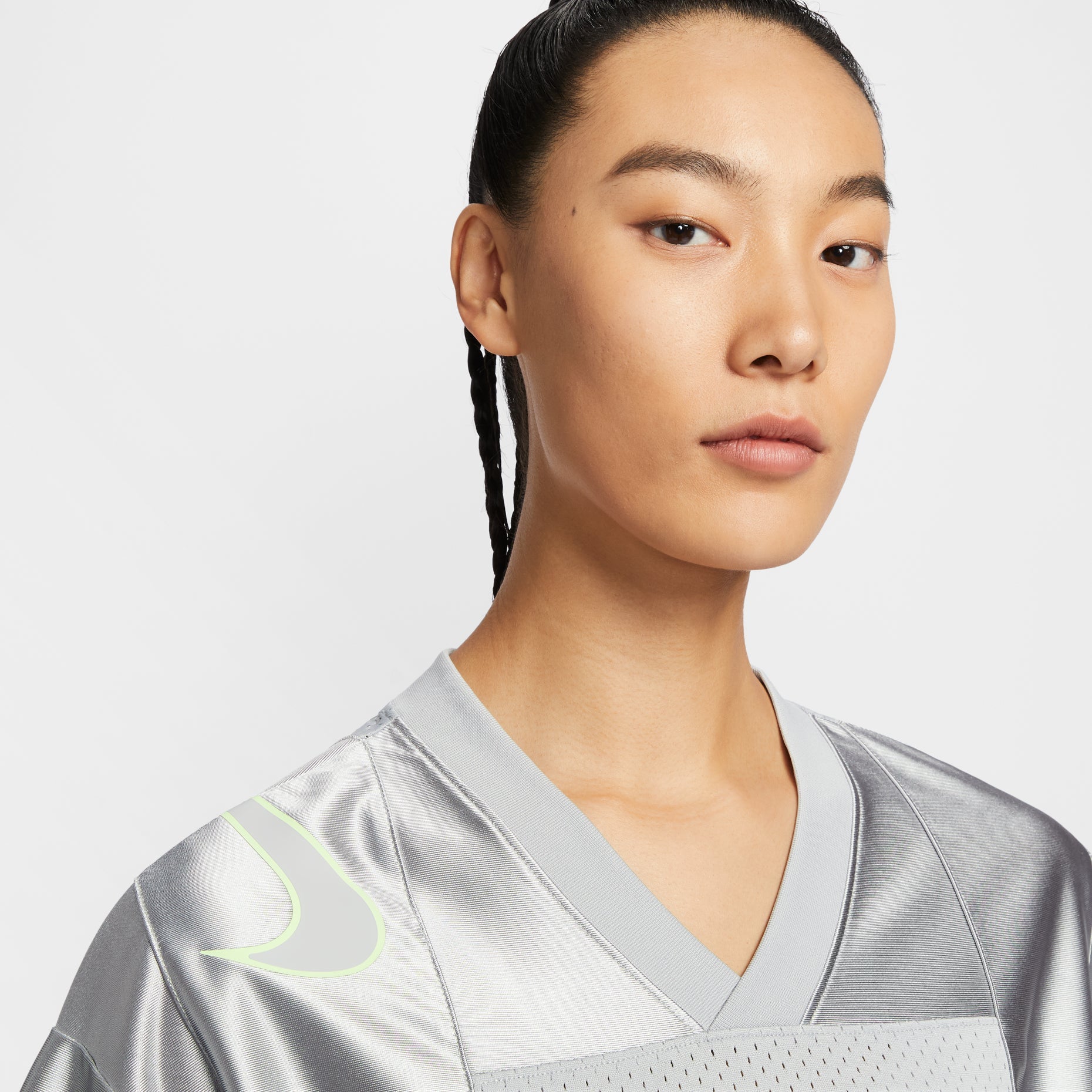 (WMNS) Nike Sportswear Street Oversized Graphic Jersey Top Asia Sizing 'Smoke Grey Barely Volt' HJ0281-077
