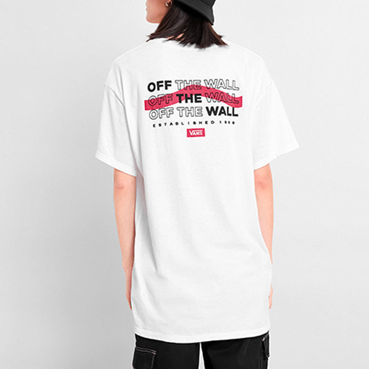 Vans Alphabet Printing Casual Short Sleeve Couple Style White VN0A4BRPWHT