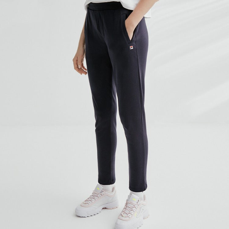 (WMNS) FILA Knit Long Pants Minimalistic Straight Casual Sports Pants Blue F11W028615F-NV