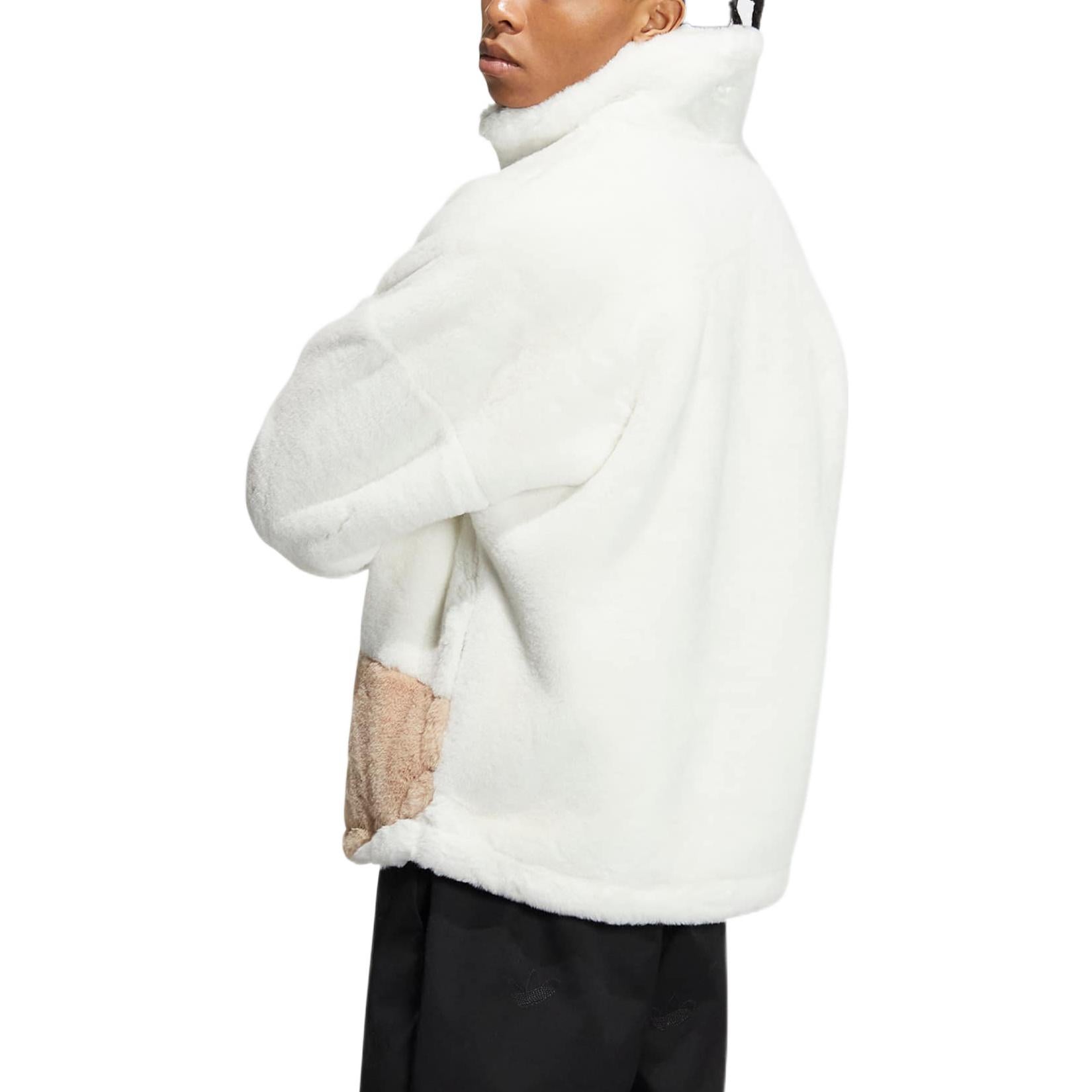 (WMNS) adidas Fur Track Jacket Asia Sizing 'White Tan' HR3485