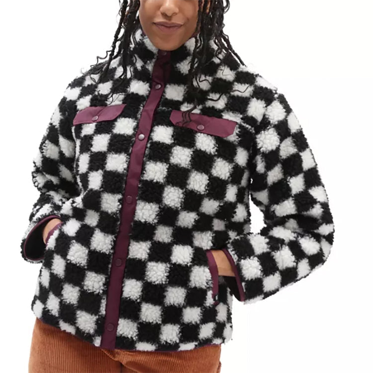 (WMNS) Vans Casual Polar Fleece Sports Jacket Black White Colorblock  VN0A5LJ3705