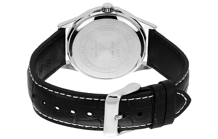 CASIO ENTICER Series Leather Strap Quartz Men's Mens Black Analog MTP-1381L-1AV