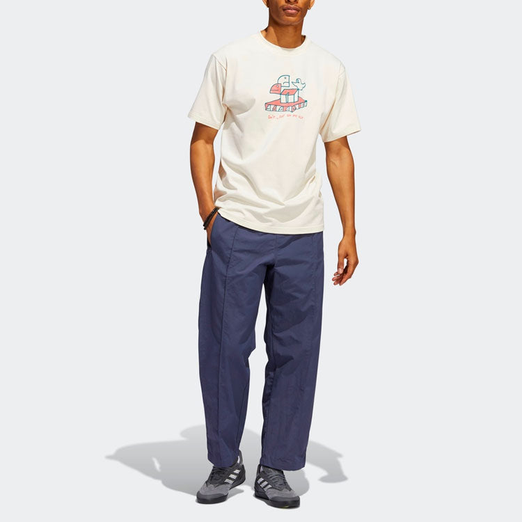 adidas originals Casual Breathable Cartoon Pattern Alphabet Sports Short Sleeve Couple Style Gray White HC2192