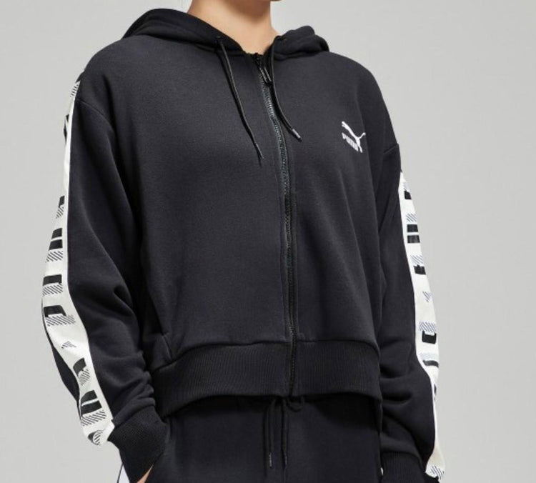 (WMNS) PUMA Knit hooded Zipper Jacket Black 578594-01