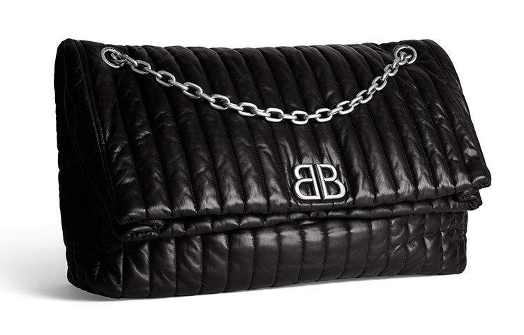 (WMNS) Balenciaga Monaco Large Chain Bag Quilted 'Black' 7659332AASE1000